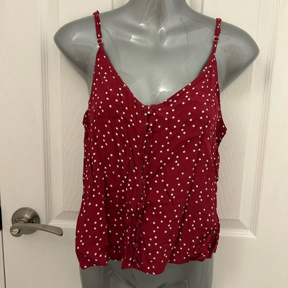 Red Tank Top with White Stars, Adjustable Straps, Sz S - Picture 1 of 6